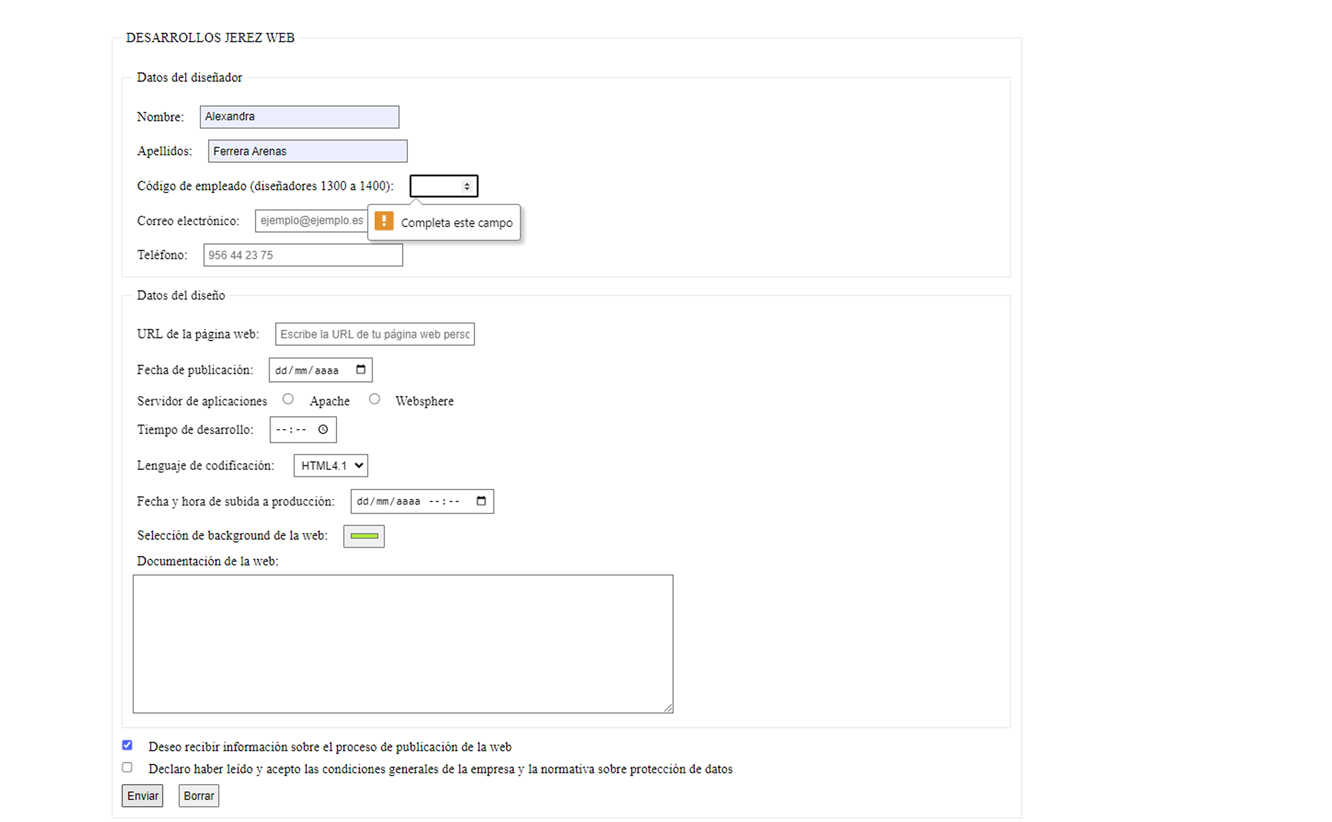 Ejercicio Formulario
